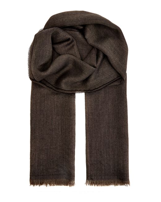 Bertolo Cashmere Кашемировый шарф с волокнами шелка в коричневой гамме