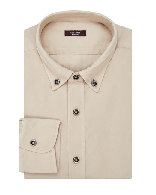 Peserico Рубашка из тонкого хлопкового вельвета с воротником button-down