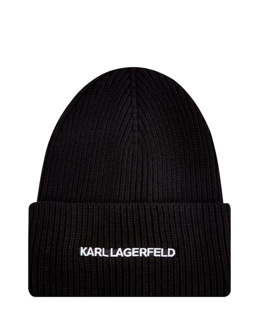 Karl Lagerfeld Шапка K/Essential английской вязки с контрастной вышивкой