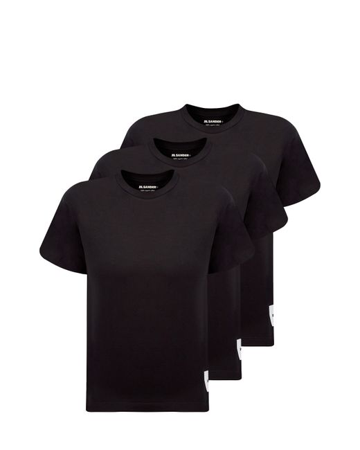 Jil Sander Комплект базовых футболок из хлопка с контрастной нашивкой