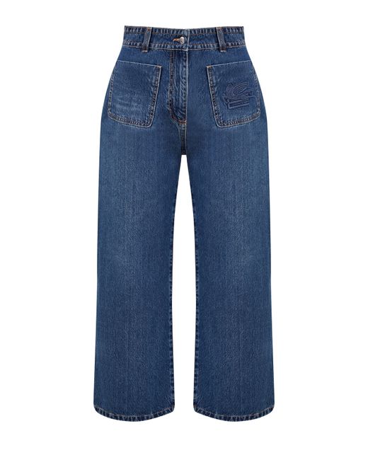 Etro Укороченные джинсы с накладными карманами и вышитым логотипом