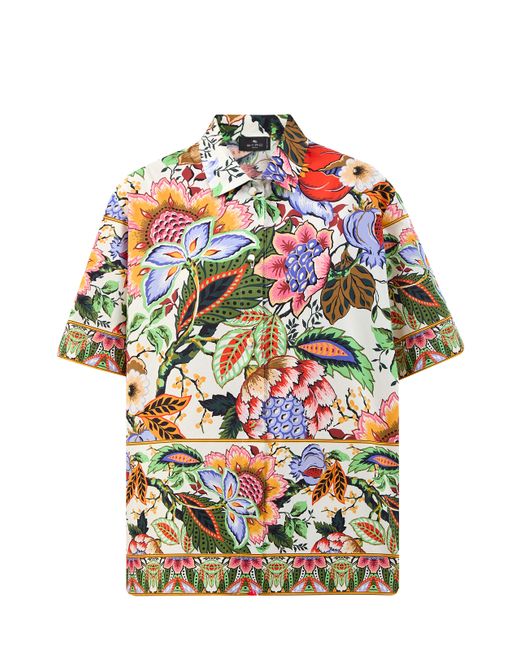 Etro Свободная рубашка из гладкого поплина с флористическим принтом