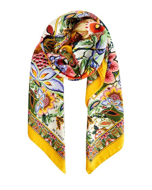 Etro Шелковый платок с набивным флористическим паттерном