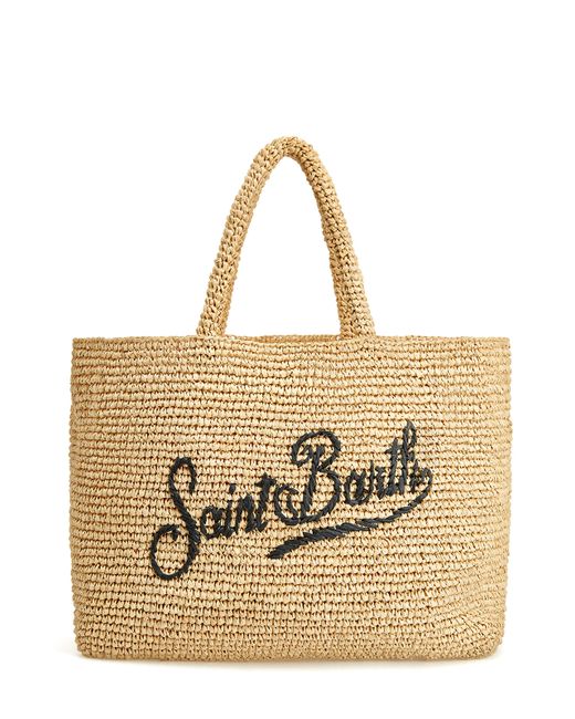 Mc2 Saint Barth Объемная сумка-шоппер из плетеной рафии с вышивкой