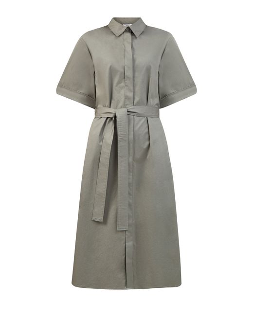 Peserico Хлопковое платье-рубашка с ювелирной деталью Punto Luce и поясом
