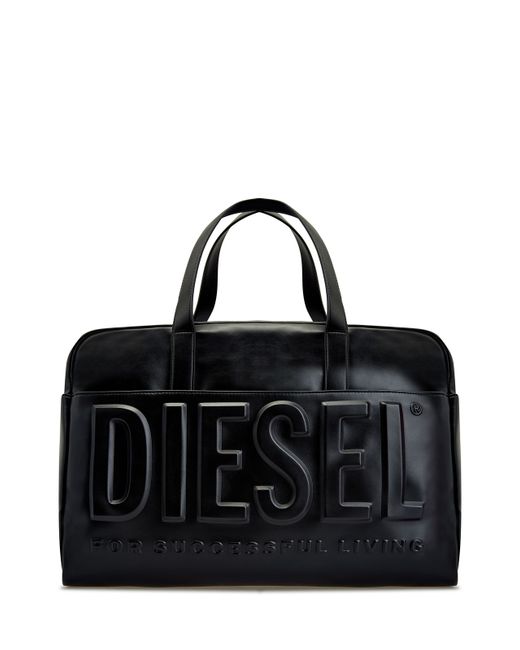 Diesel Дорожная сумка из гладкой эко-кожи с фактурным логотипом