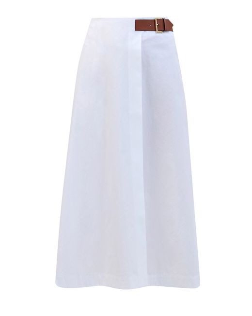 Lorena Antoniazzi Расклешенная юбка-миди из хлопка с боковым ремнем и защипами