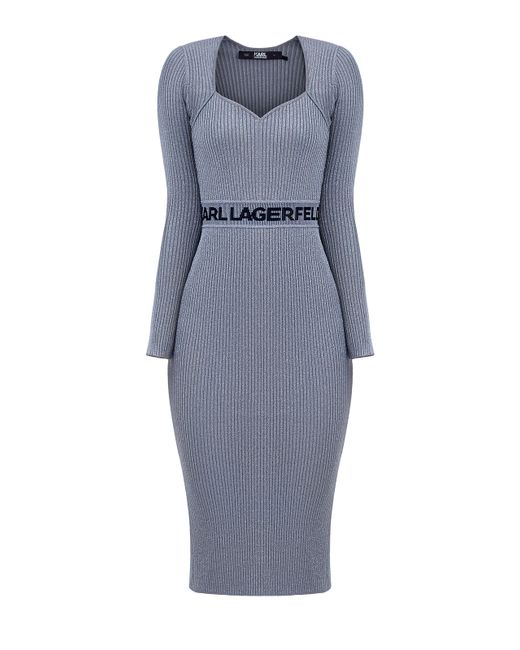 Karl Lagerfeld Платье из трикотажа с мерцающей нитью ламе и жаккардовым поясом