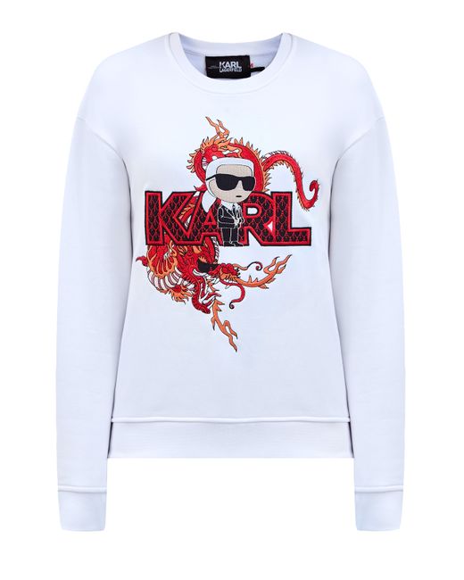 Karl Lagerfeld Хлопковый свитшот с вышивкой K/Ikonik Year Of The Dragon