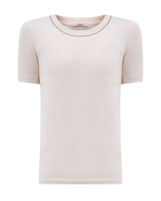 Peserico Облегающая футболка из хлопка в рубчик с ювелирными цепочками