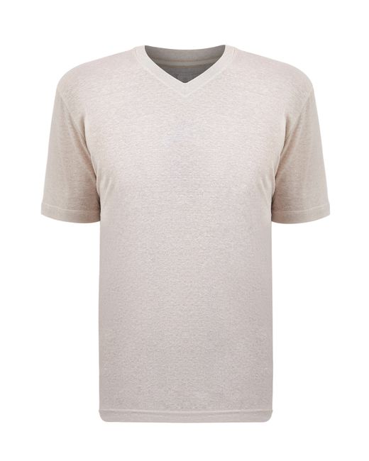 Eleventy Легкая футболка с V-образным вырезом из меланжевого льна и хлопка