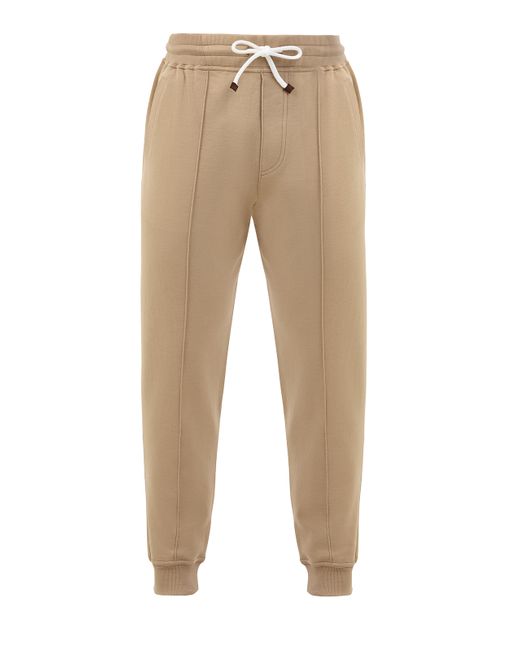 Brunello Cucinelli Хлопковые брюки-джоггеры Travelwear с поясом на кулиске