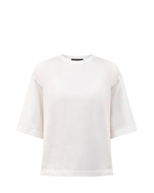 Fabiana Filippi Хлопковая футболка-oversize с ювелирной цепочкой и рукавами ¾