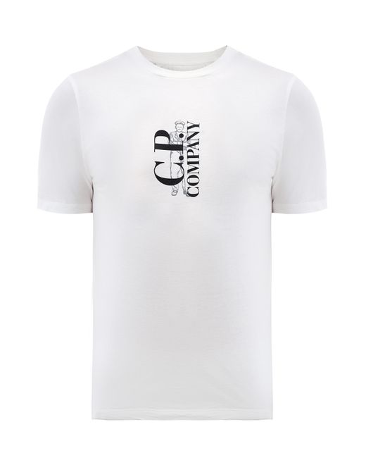 C.P. Company Хлопковая футболка из джерси с контрастным макро-принтом
