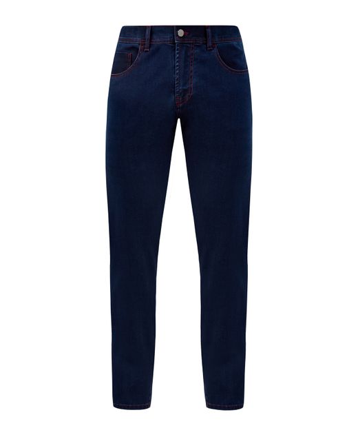Canali Окрашенные вручную джинсы с контрастной прострочкой и нашивкой