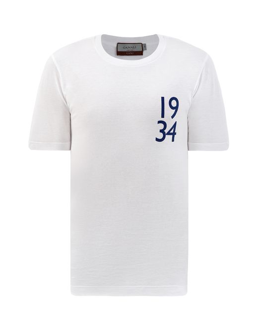 Canali Хлопковая футболка из джерси с контрастным принтом 1934