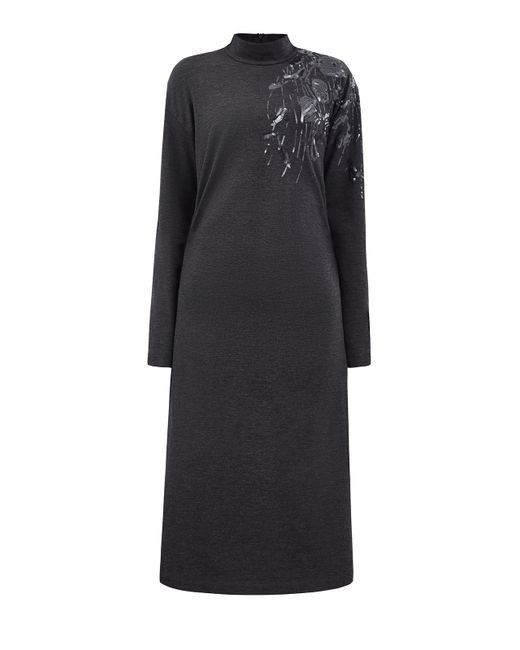 Brunello Cucinelli Платье из тонкой шерсти с вышитыми вручную пайетками Dazzling