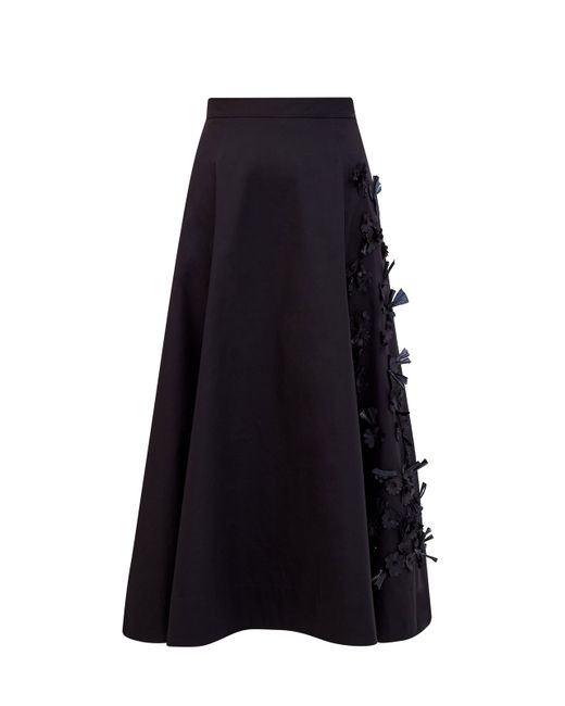 Lorena Antoniazzi Расклешенная юбка-миди из хлопка с цветочной вышивкой в тон