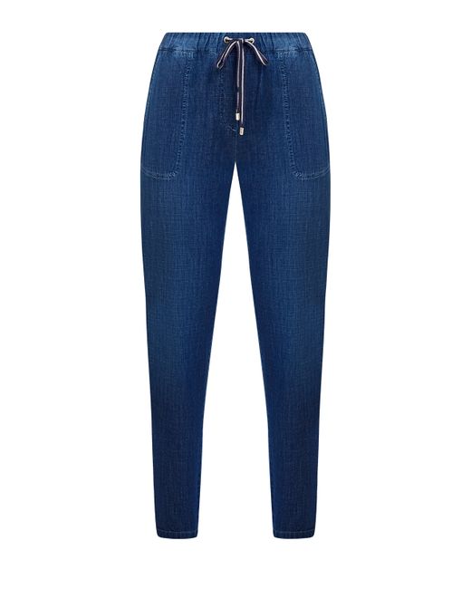 Lorena Antoniazzi Легкие джинсы из окрашенного вручную денима с поясом на кулиске