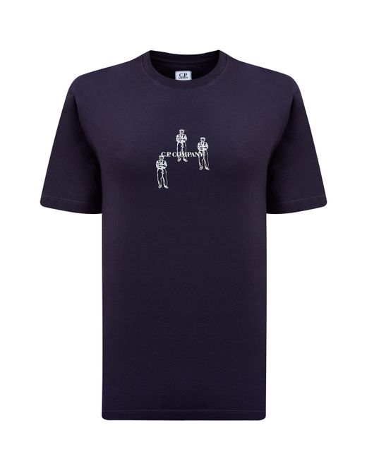C.P. Company Хлопковая футболка из гладкого джерси с контрастным принтом