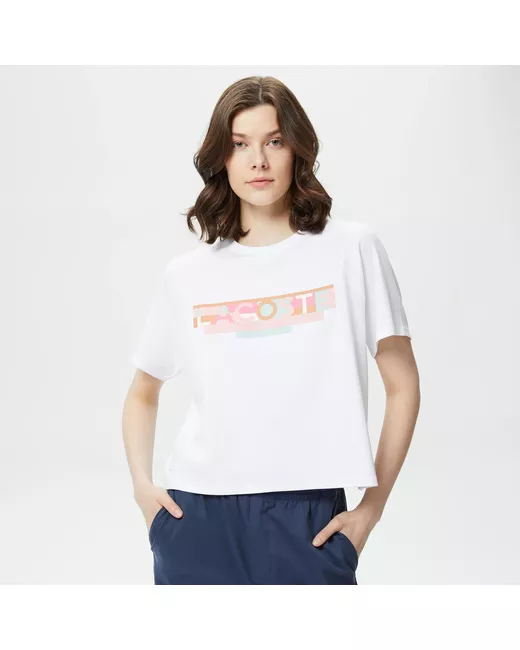 Lacoste футболка Loose fit с круглым вырезом и принтом