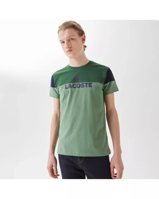 Lacoste приталенная зеленая футболка с круглым вырезом