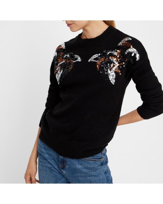 Vero Moda Пуловер с круглым вырезом из шерсти рисунок блесток