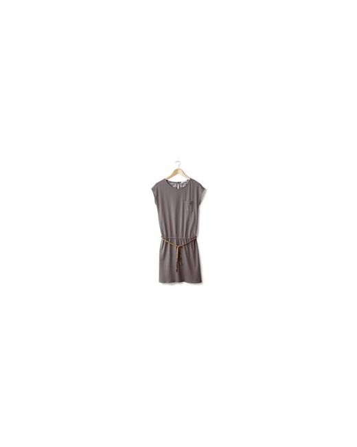 Esprit Платье с короткими рукавами кружевная вставка на спинке пояс из замши