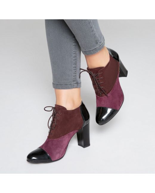 La Redoute Collections Ботинки-дерби трехцветные кожаные на высоком каблуке