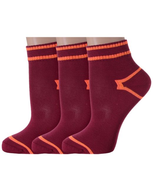 Lorenzline Комплект носков женских 3-Д124 бордовых оранжевых