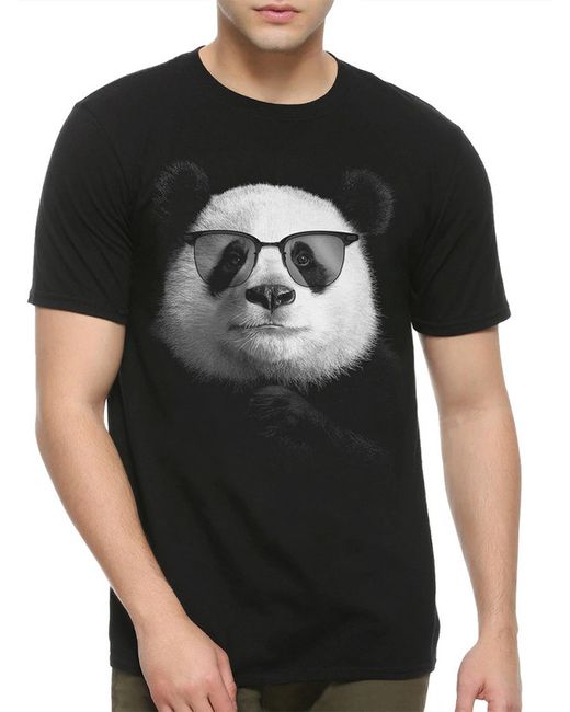 DreamShirts Studio Футболка Панда в очках Медведь с медведем черная