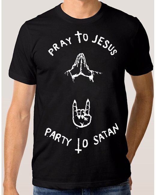 Design Heroes Футболка Pray to Jesus Party Satan черная