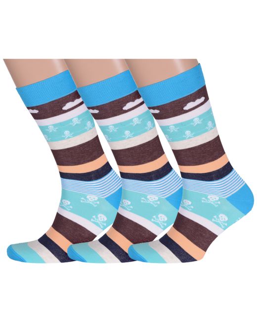 Lorenzline Комплект носков мужских 3-Е23 голубых разноцветных