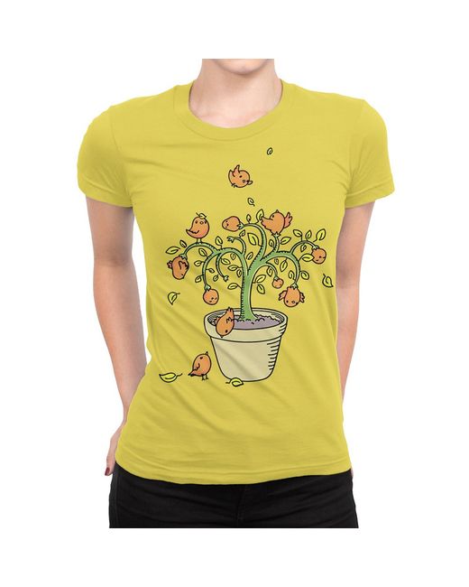 Dream Shirts Футболка Растение с птичками желтая