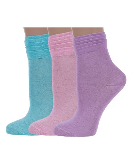 Lorenzline Комплект носков женских 3-Д52 розовых фиолетовых бирюзовых