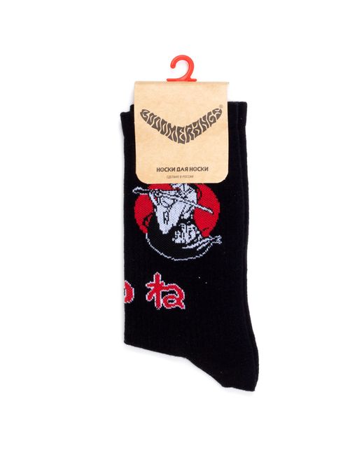 Booomerangs Носки унисекс Socks-Kitsune-Black черные красные
