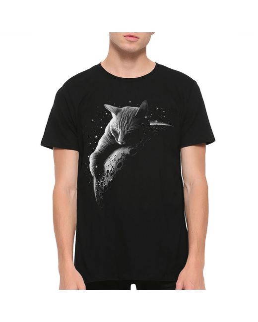 Dream Shirts Футболка мужская Кот На Луне черная