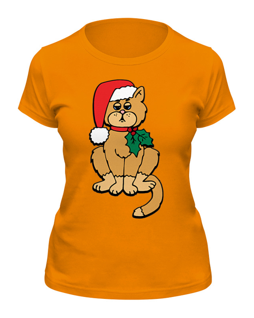 Printio Футболка Рождественский котик оранжевая
