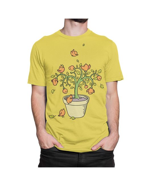 Dream Shirts Футболка Растение с птичками желтая