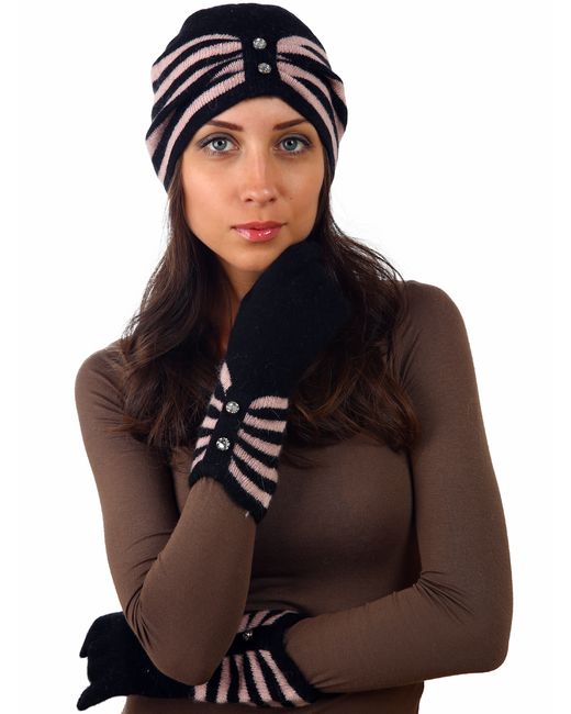 Venera Комплект шапка и перчатки 9900969 черный