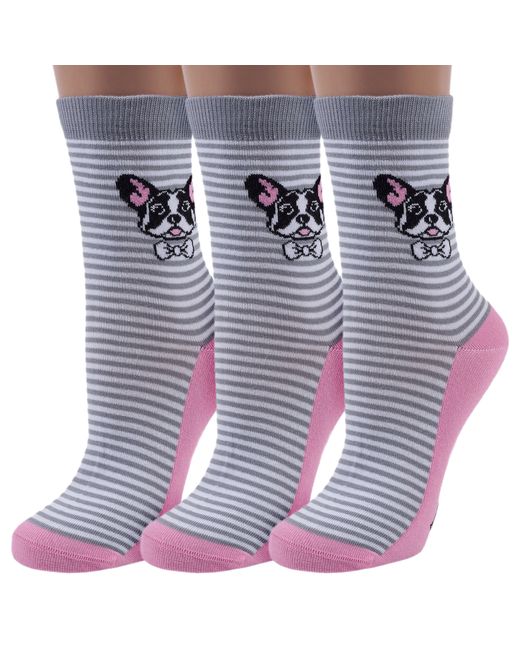 Хох Комплект носков женских 3-G-3Rs серых розовых белых