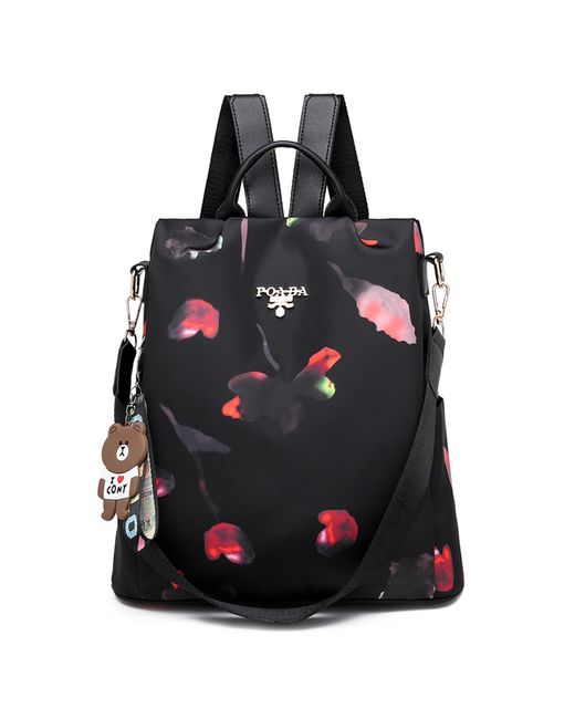 Nobrand Сумка-рюкзак M1802-04 черная/цветы 32х32х13 см