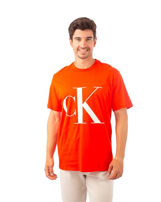 Calvin Klein Футболка Ss Monogram Crew для мужчин размер оранжевая