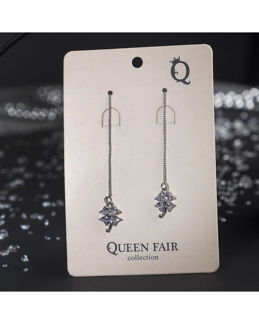 Queen Fair Серьги с жемчугом Цепочки цветок и бусина белые в серебре шар 10