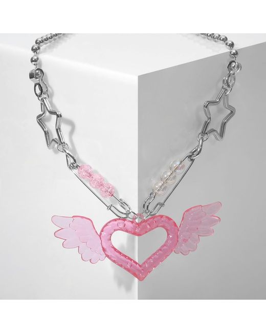 Queen Fair Кулон на декоративной основе Сердце с крыльями в серебре 34см