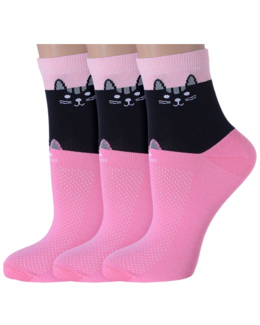 Lorenzline Комплект носков женских 3-Д121 розовых черных
