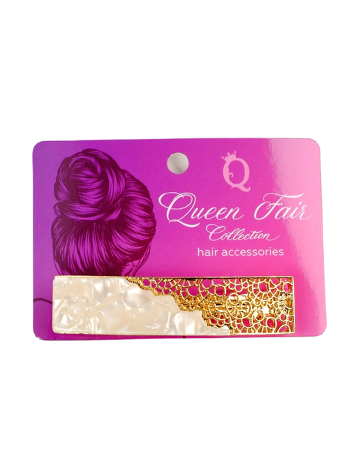 Queen Fair Заколка-автомат для волос Геометрия прямой кружевной 8 см золото