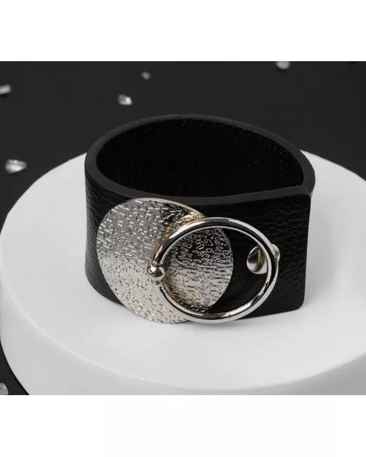 Queen Fair Браслет Диск с кольцом черный в серебре L 215 см