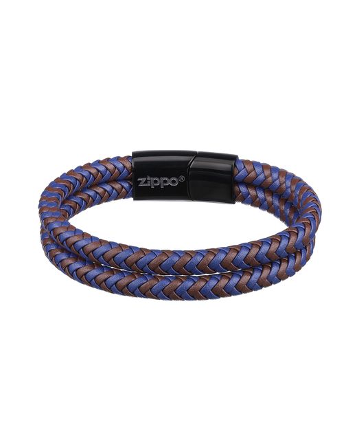Zippo Браслет из натуральной кожи/стали р.20 Braided Leather Bracelet
