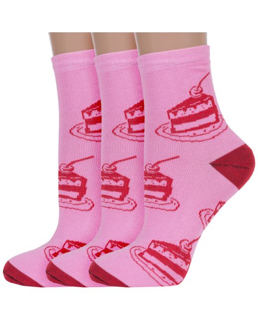 Альтаир Комплект носков женских 3-А215 розовых красных
